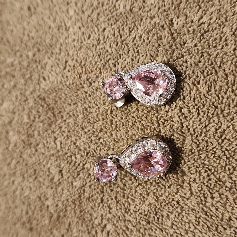 Pink and silver earrings